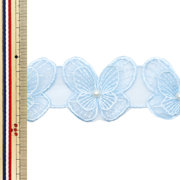 [5부터 시작하는 수량] 레이스리본 "나비 Organza Blue DCL2448"