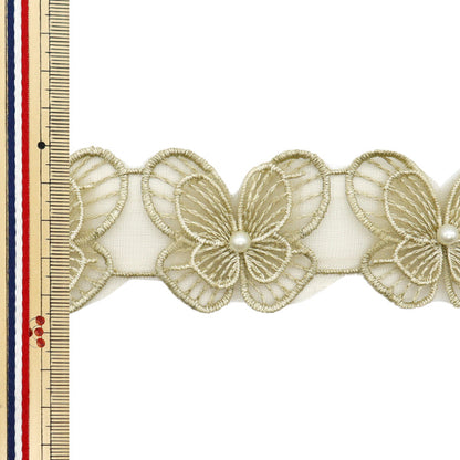 [5부터 시작하는 수량] 레이스리본 "나비 Organza Khaki DCL2448"