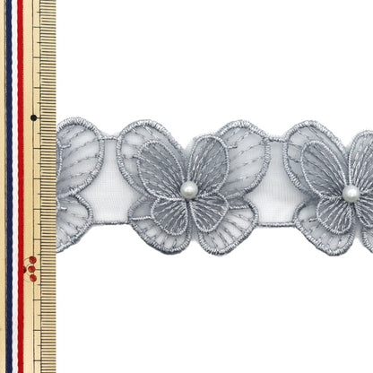 [5부터 시작하는 수량] 레이스리본 "나비 Organza 회색 DCL2448"