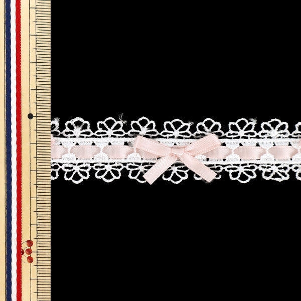 [From quantity 5] Lace ``RibbonChemilace 2025 Width approx. 25mm Salmon pink DCL2503"