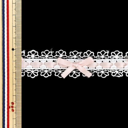 [From quantity 5] Lace ``RibbonChemilace 2025 Width approx. 25mm Salmon pink DCL2503"