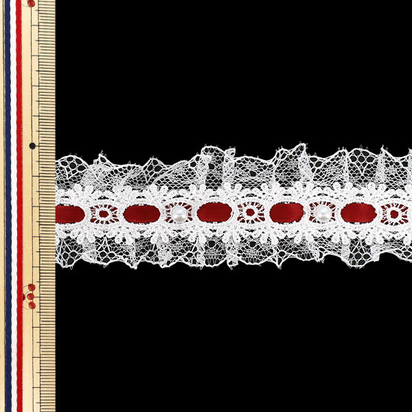 [Quantity from 5] FrillRibbon "Decorative frill lace width approx. 40mm wine FR2508"
