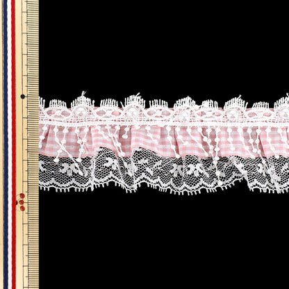 [Quantity from 5] LaceRibbon "Decorative frill lace width approx. 45mm light pink FR2510"