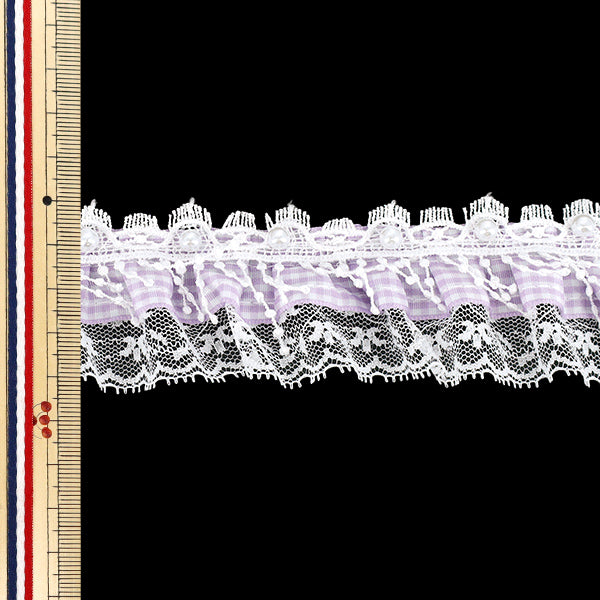 [Anzahl ab 5] SpitzeFarbband „Dekorative Rüschenspitze, Breite ca. 45 mm, hellviolett FR2510"