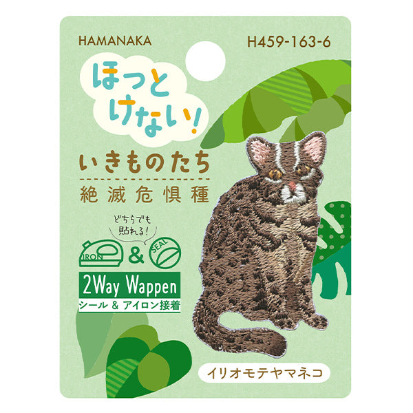 ワッペン 『ほっとけない!いきものたち 絶滅危惧種 イリオモテヤマネコ H459-163-6』 Hamanaka ハマナカ