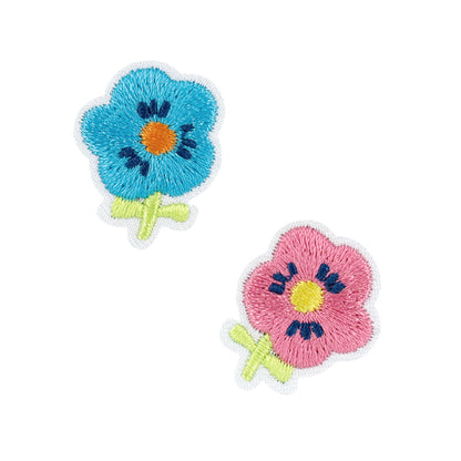 ワッペン 『刺しゅうワッペン 花 ブルー ピンク 2個入り WP-045』