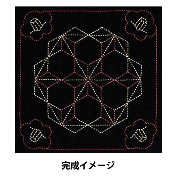 Stickkit "Sashiko Kit Hana Fukin Tsubaki und fliegendes ASA no Leaf (schwarz) 246" Olympus