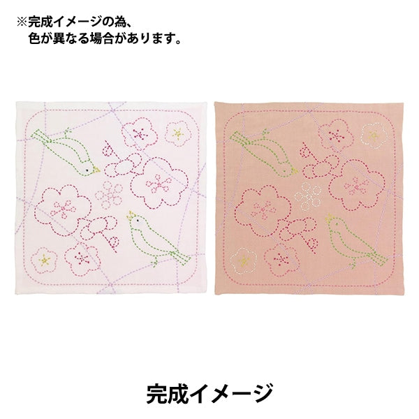 Embroidery Fabric 『Sashiko Hanabin Ume and Uguis 249] Olympus