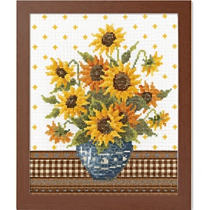 Stickerei Kit "Cross Stitch Sticker Kit Ono Megumi Blume Koordination Sonnenblume und Blaugrau" Olympus