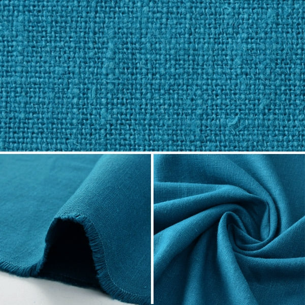 [From quantity 5] Fabric "Hemp Slab Peacock (Blue)"