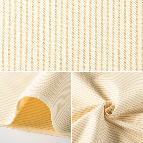 [From quantity 5] Fabric "10s Hickory white background x beige stripes"