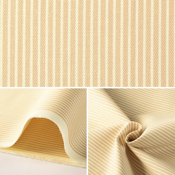 [From quantity 5] Fabric "10S Hickory beige x White Stripe"