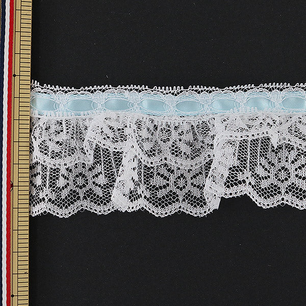 [Aus Quantität 5] Lace Ribon Tape "Spitze Blau Weiß 000614 K-C07 Billige Spitze"