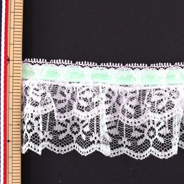 [Aus Quantität 5] Lace Ribon Tape "Spitzenminze weiß 000614 K-C26 Billige Spitze"