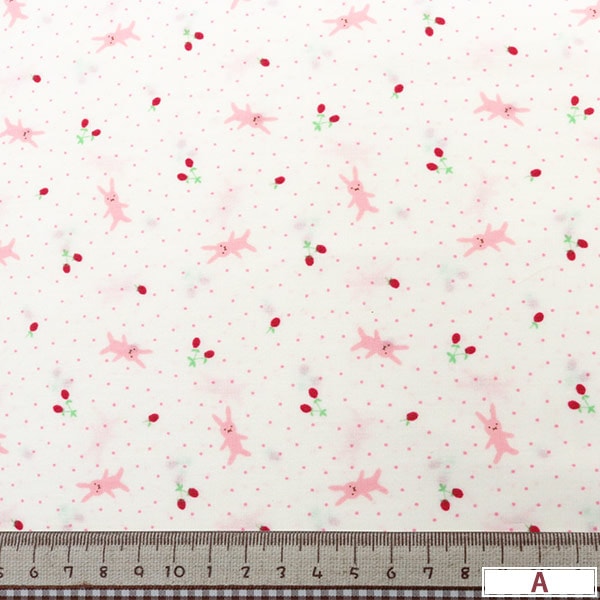 [Da quantità 5] tessuto "Collezione domestica Cotton Rabbit and Strawberry Pattern Dh11989s A"