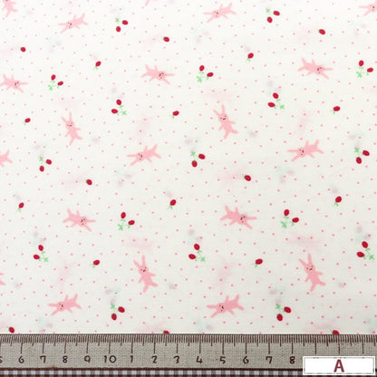 [Da quantità 5] tessuto "Collezione domestica Cotton Rabbit and Strawberry Pattern Dh11989s A"