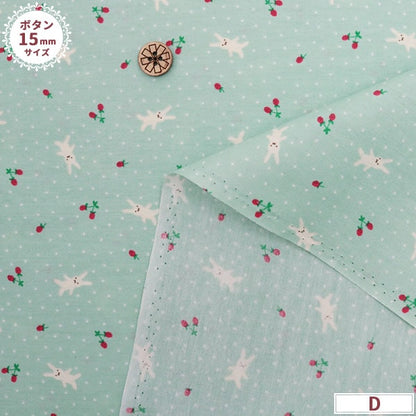 [Da quantità 5] tessuto "Collezione domestica Cotton Rabbit and Strawberry Pattern DH11989S D"