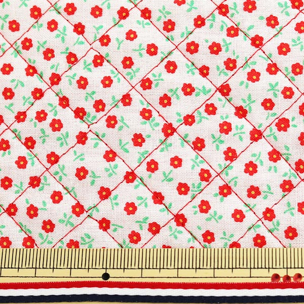 [Aus Menge 5] Stoff "Rebarquilt (kleine Blume) 14 rot"