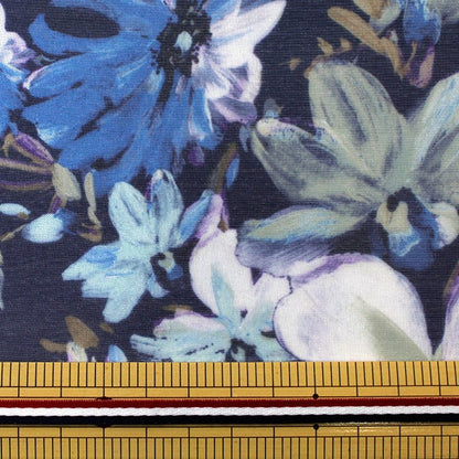 [From quantity 5] Fabric "Organ Jangjin Print Watercolor Flower 002 Navy"