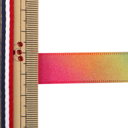 [From 10cm unit quantity 5] Ribbon "Rainbow ribbon double -sided satin 15mm 7th color"