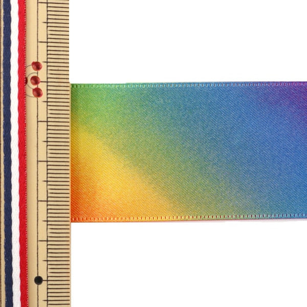 [From 10cm unit quantity 5] Ribbon "Rainbow ribbon double -sided satin 36mm 7th color"