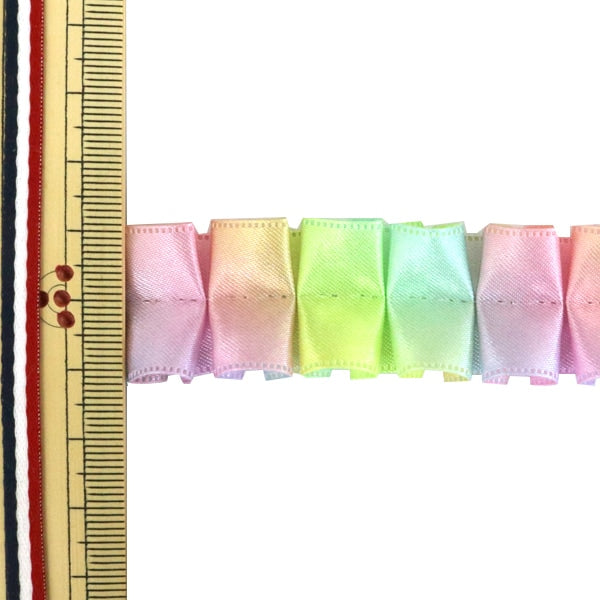 [10cm Unit Quantity 5] Ruban "Rainbow Ribow Center Frill 25 mm 8th Color"