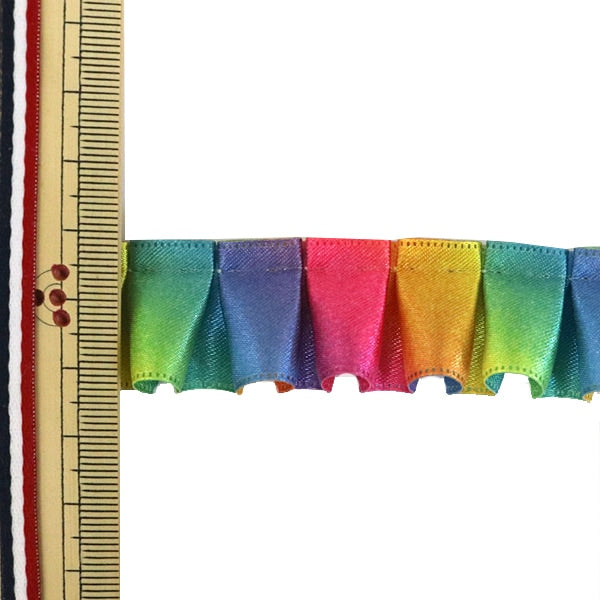 [From 10cm unit quantity 5] Ribbon "Rainbow ribbon side frill 25mm 7th color"