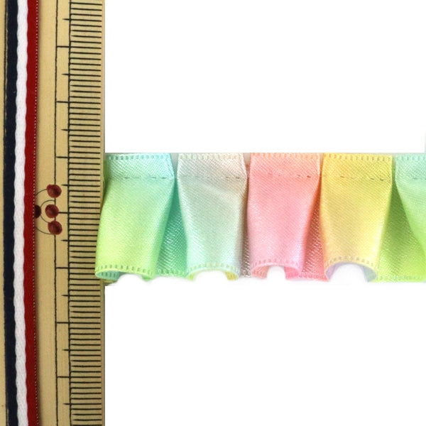 [From 10cm unit quantity 5] Ribbon "Rainbow ribbon side frill 25mm 8th color"