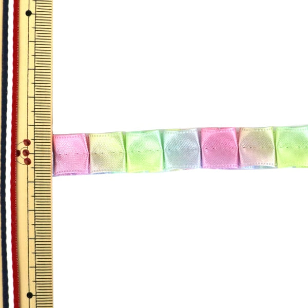 [10 cm UNITÀ UNITÀ 5] nastro "Frill centrale a nastro arcobaleno Frill 15mm 8th Color"