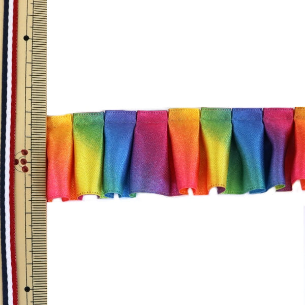 [10 cm UNITÀ UNITÀ 5] nastro "Frill laterale del nastro arcobaleno 36mm 7 ° colore"