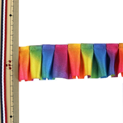 [From 10cm unit quantity 5] Ribbon "Rainbow Ribbon Side Frill 36mm 7th color"