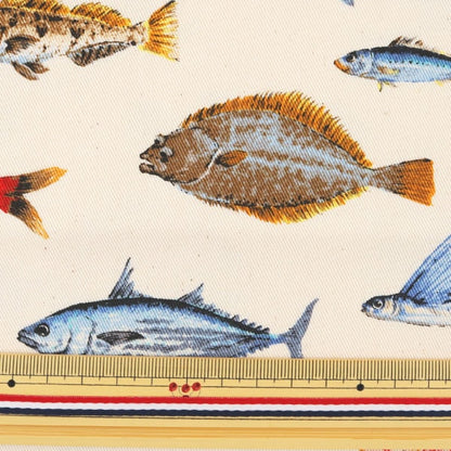 [De la quantité 5] Tissu "Twill Imprimer Tissu Twill Fish Fish Entrée Entrée Interior A Generation" Cotton Kobayashi Cotton Kobayashi Kobayashi.