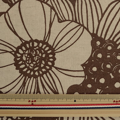 [From quantity 5] Fabric "Cotton hee canvas Artificial Flowers Brown Up5678-E COTTON KOBAYASHI