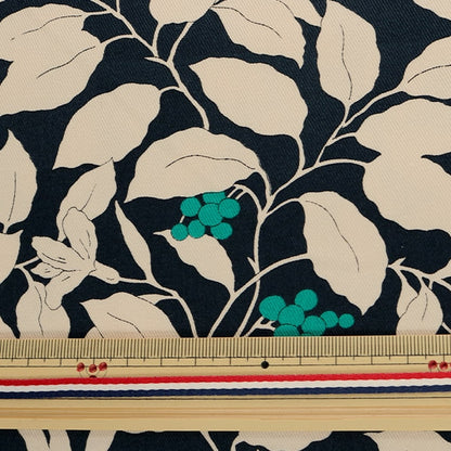 [From quantity 5] Fabric "Twill printed tree and floral pattern navy KSP5541-B" COTTON KOBAYASHI