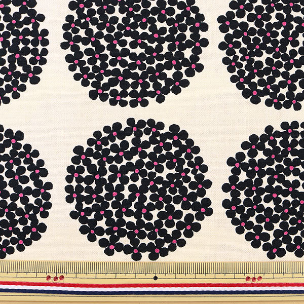 [De la cantidad 5] Fabric "Ukako Fools 10th Canvas Hydrangea Pattern UP555553-K White X Negro" Algodón Kobayashi Algodón Kobayashi Kobayashi.