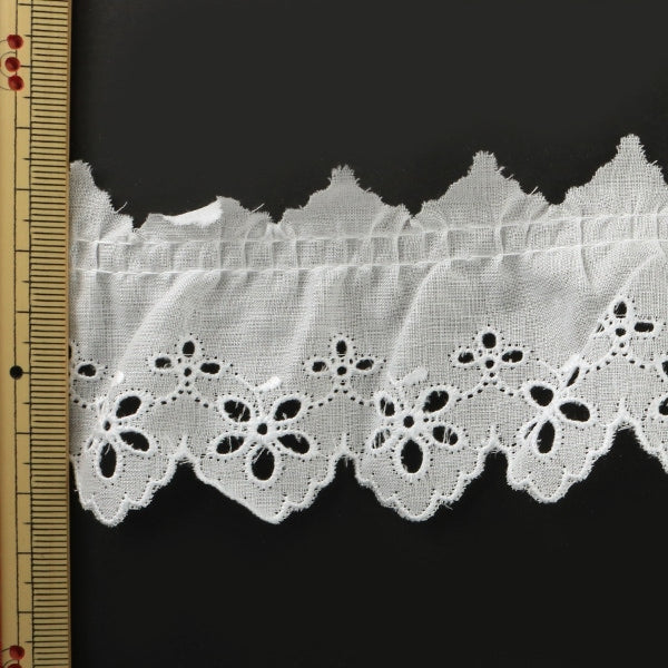 [From quantity 5] RaceRibbonTape "Cotton Frill Lace White Width about 50mm 8025S"