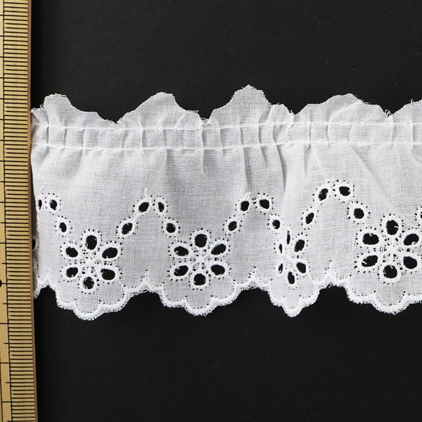 [From quantity 5] RaceRibbonTape "Cotton Frill Lace White Width about 55mm 23423S"