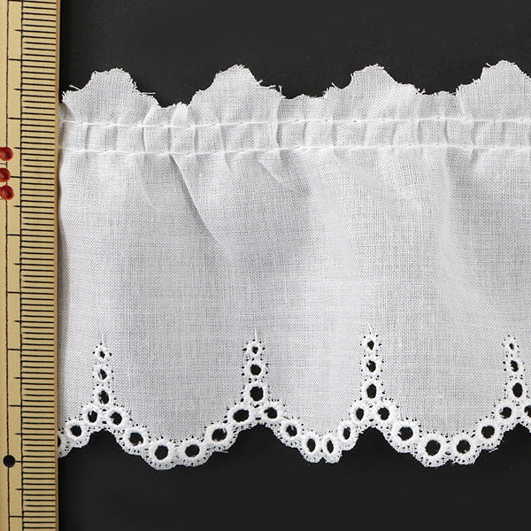 [From quantity 5] RaceRibbonTape "Cotton frill lace white width about 65mm 23439-1S"