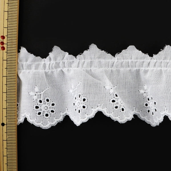 [From quantity 5] RaceRibbonTape "Cotton Frill Lace White Width about 45mm 23422S"