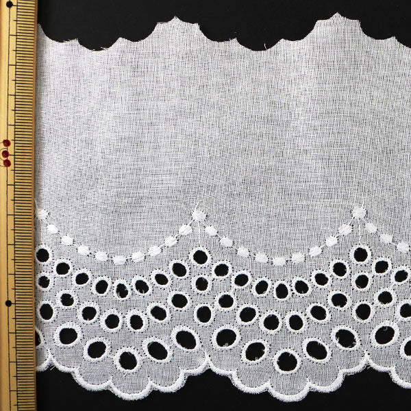 [Aus Quantität 5] Lace Ribon Tape "Baumwollspitze weiße Breite ca. 120 mm T23417-1"