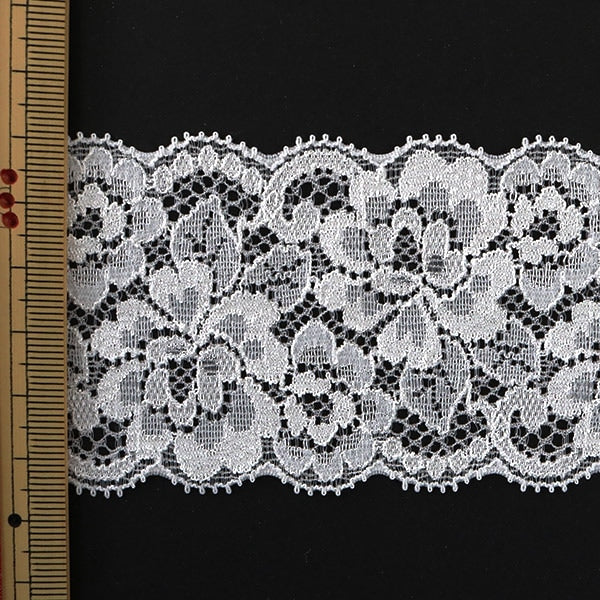 [De la cantidad 5] Cinta de ribona de encaje "Estirar Russell Lace White Ancho de aproximadamente 55 mm 2360"