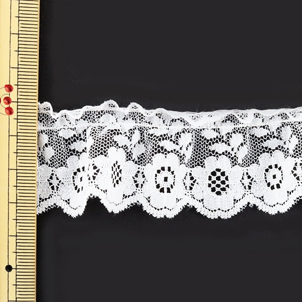 [الكمية من 5] الدانتيلالشريطشريط "Russell Frill Lace White عرض حوالي 30 ملم 76296F"