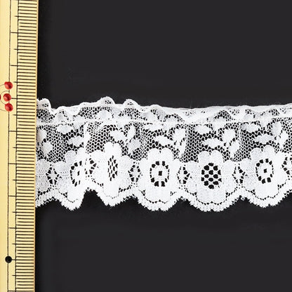 [From quantity 5] RaceRibbonTape "Russell frill lace white width about 30mm 76296F"