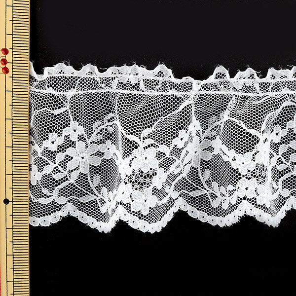 [從數量5]種族絲帶膠帶“ Russell Frill Lace White寬度約55mm 762375F”