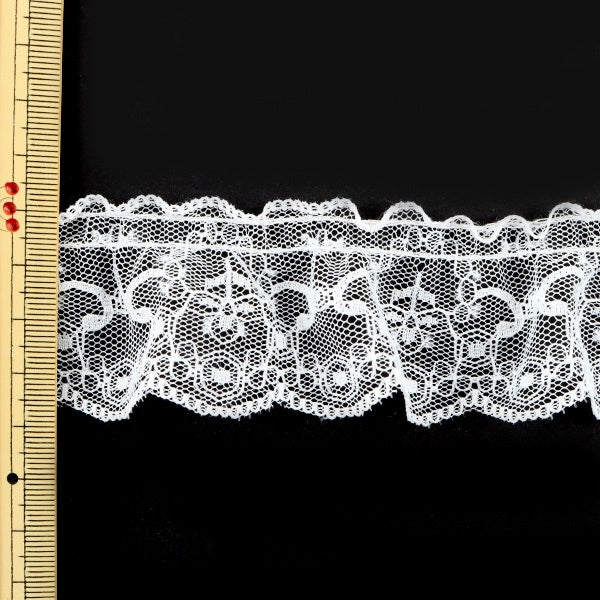 [الكمية من 5] الدانتيلالشريطشريط "Russell Frill Lace White عرض حوالي 35 مم 76672F"