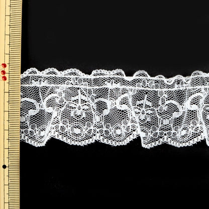 [الكمية من 5] الدانتيلالشريطشريط "Russell Frill Lace White عرض حوالي 35 مم 76672F"