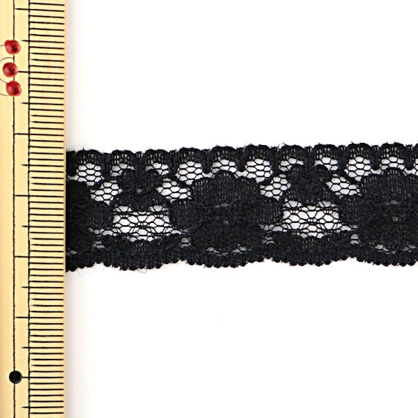 [De la quantité 5] Rubane en dentelle "Russell Lace Black Largeur d'environ 19 mm 761530C-BK"