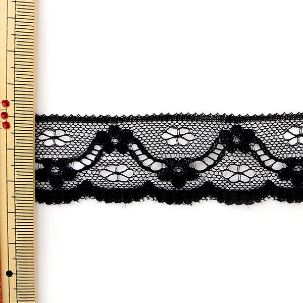 [Aus Quantität 5] Lace Ribon Tape "Russell Lace Black Breite etwa 27 mm 761101-Bk"