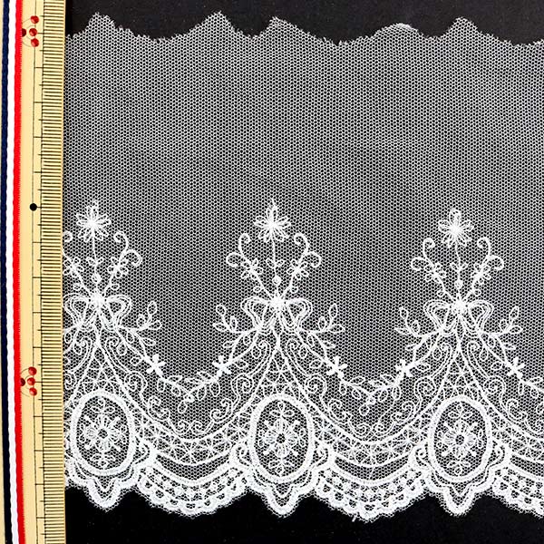 [From quantity 5] RaceRibbonTape "Tulle lace white width about 140mm 24386"