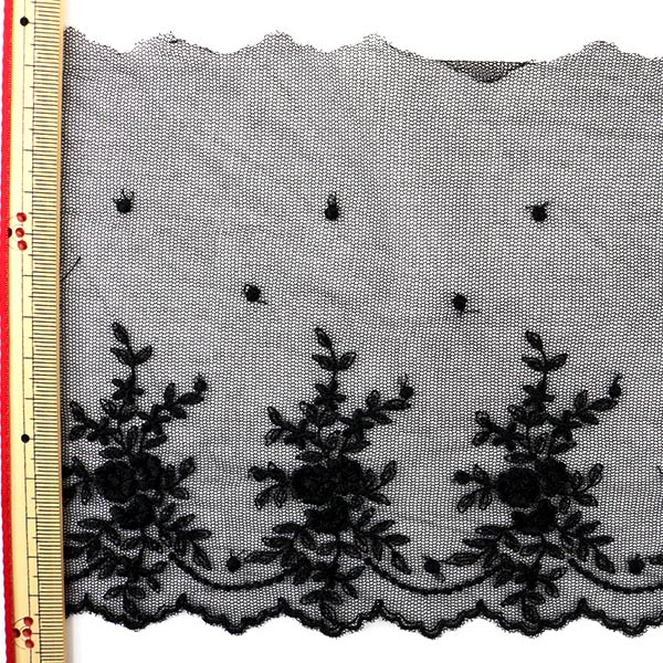 [From quantity 5] RaceRibbonTape "Tulle Lace Black Width about 145mm T24051-19"